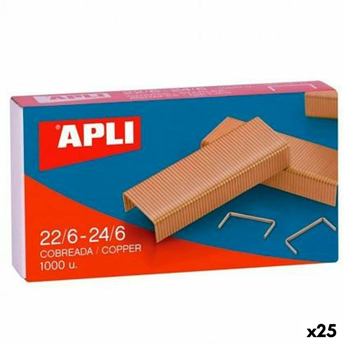 Apli 22/6-24/6 Staples (10 Packs of 25 Units)